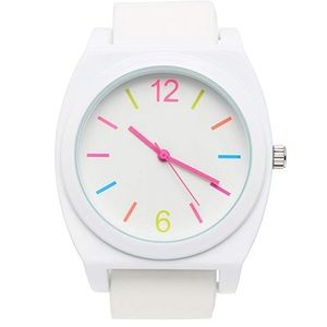 White Neon Pink/Green Interchangeable Bands Watch